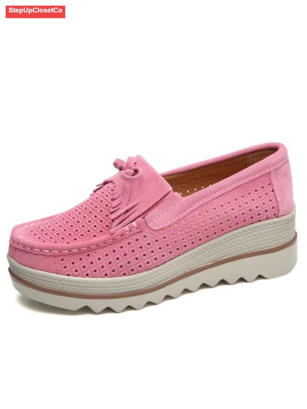 Faux Suede Comfort Platform Loafers Non-Slip Breathable Walking Shoes